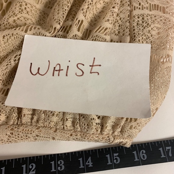 Mallory dress SZ S vintage crochet lace tan cottagecore mini whimsical fairy - Picture 10 of 11